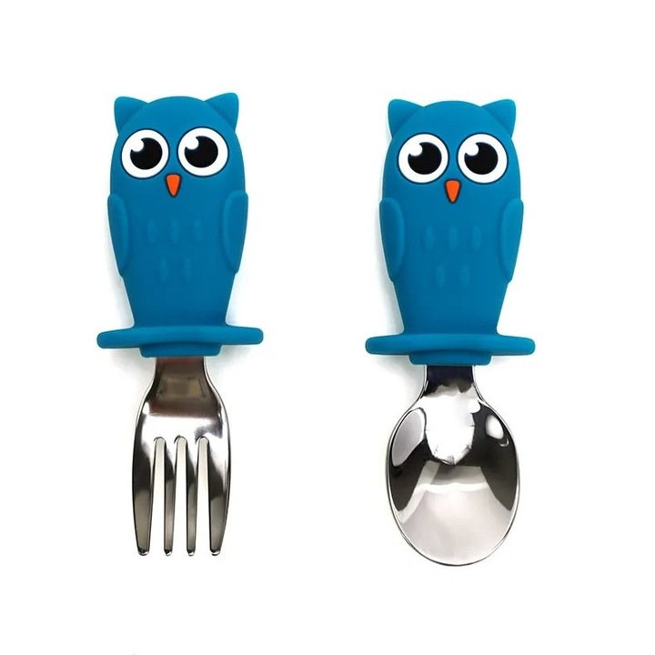 Комплект от 2 прибора за бебета и деца 'Eaty Owl', 10 см