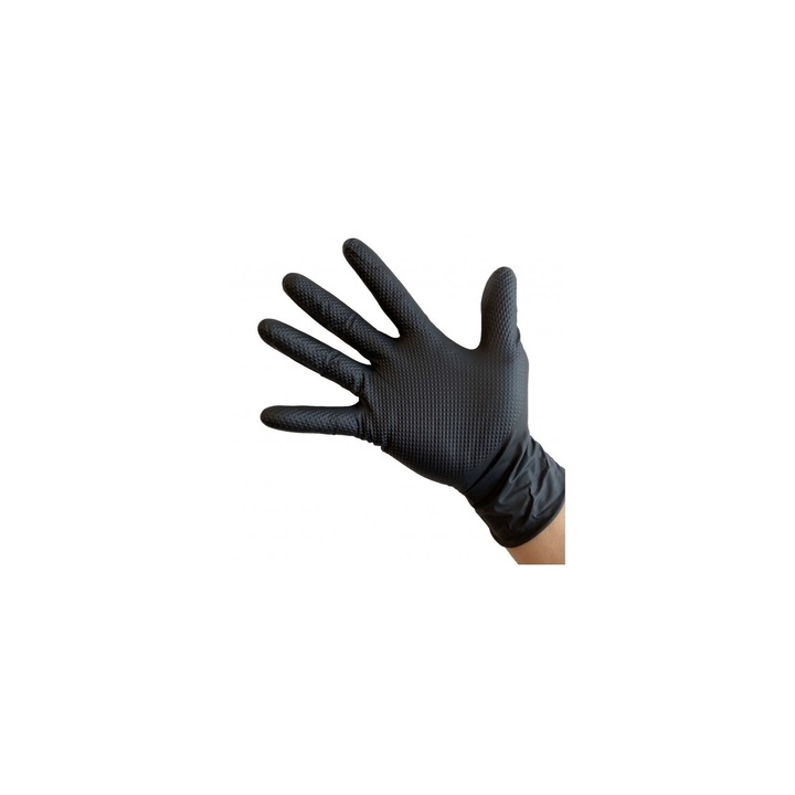 Manusi nitril negre, texturate GOGRIP, set 50 bucati, L