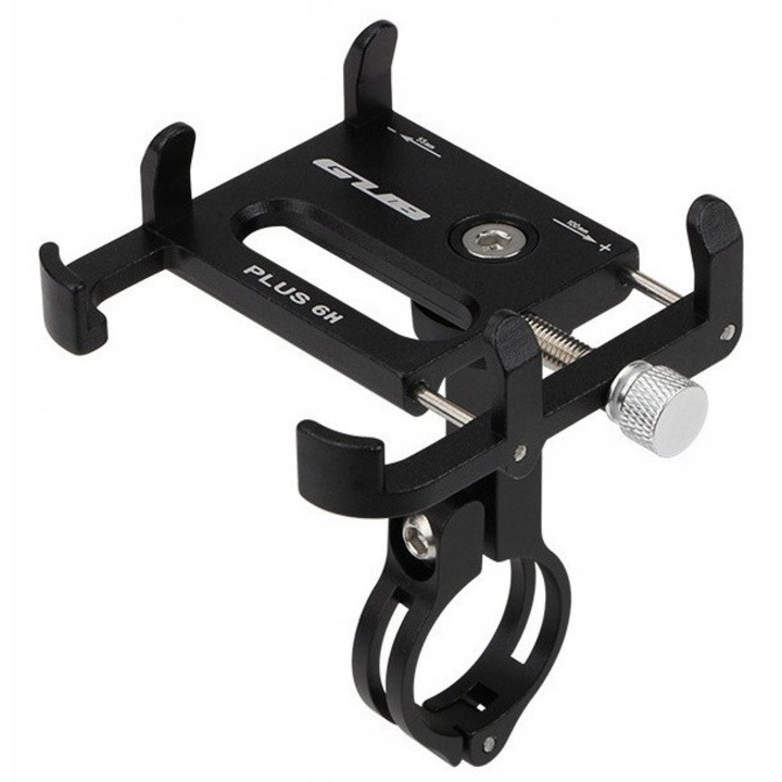 Suport Telefon Pentru Bicicleta, Gub, Plus 6 360, Rotatie 360⁰, Constructie Din Aluminiu, Latimea De La 55mm La 100mm, Negru