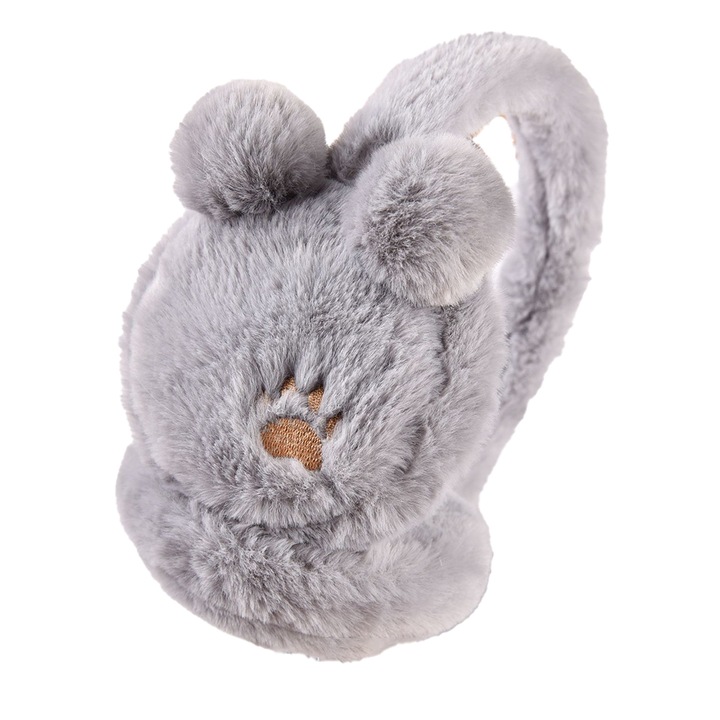 Összecsukható téli fülmelegítő, uniszex, puha anyagból, szürke, egy méret