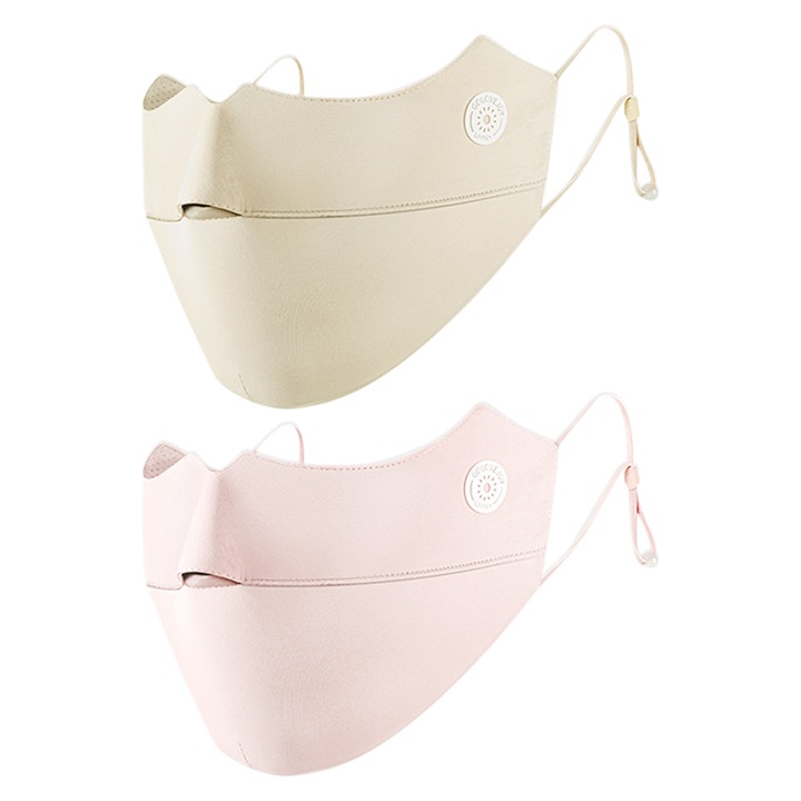 Set 2 Masti de fata cu protectie UV, respirabilitate imbunatatita, ajustabile, bej/roz