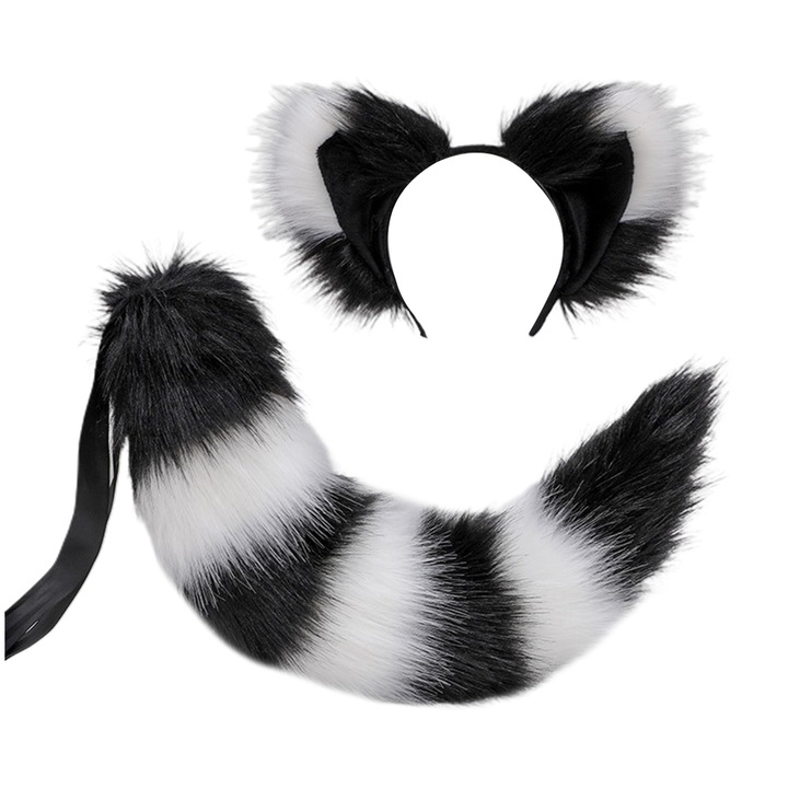 Farok és fül szett, Cozevdnt, 60 cm, fehér/fekete