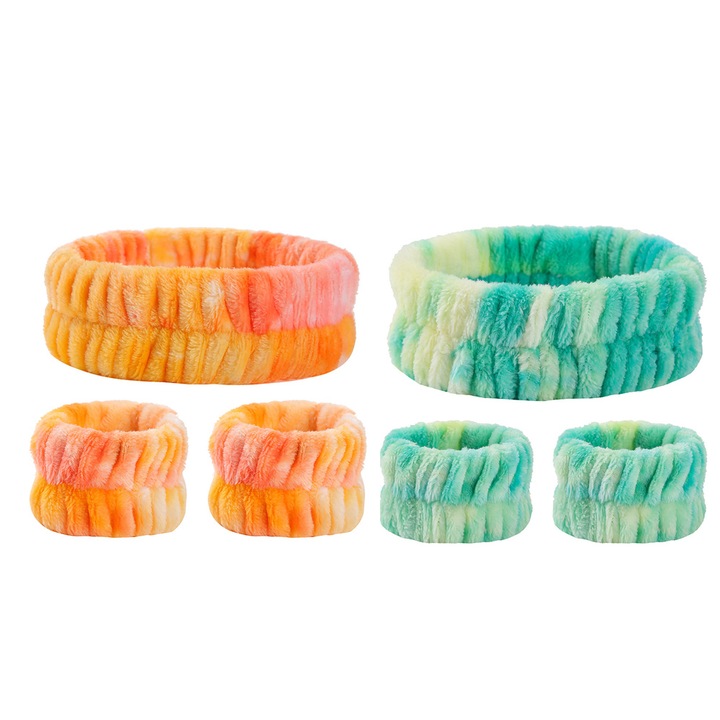 Set 6 Accesorii Machiaj QttvbTna, Bentite si Mansete Absorbante, 2 Culori, Microfibra