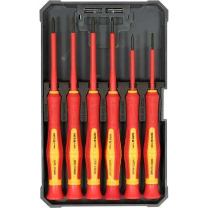 Комплект от 6 прецизни отвертки Yato, Steel, Straight / Phillips, Red / Yellow