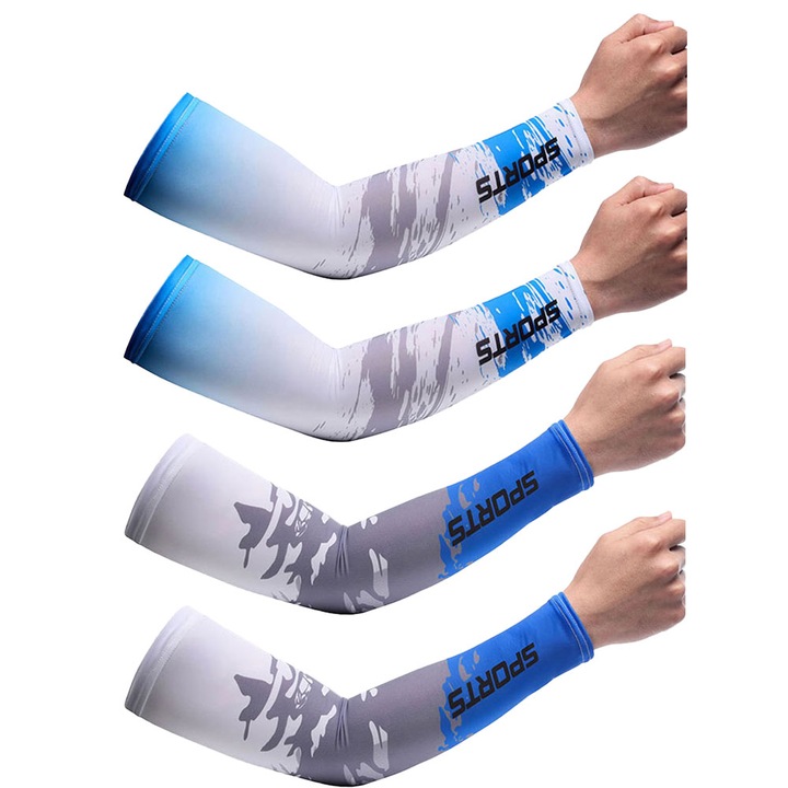 4 pár ujjú készlet napvédővel, QttvbTna, poliészter, kék/fehér, 41x13x8cm