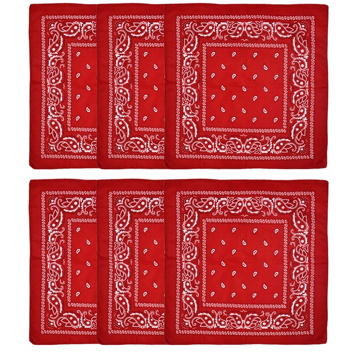Комплект от 6 мултифункционални шала, QttvbTna, Полиестер, 54x54см, Червен