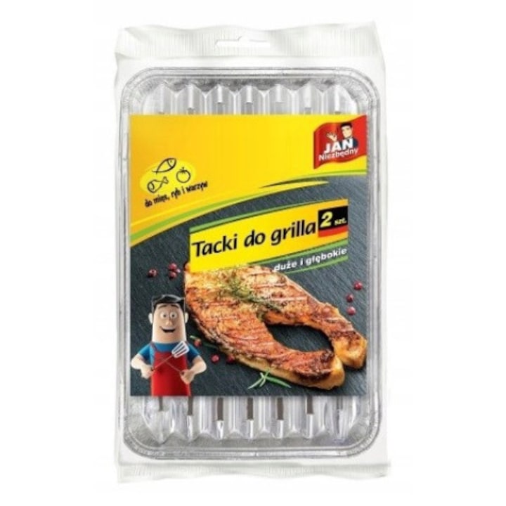 Set 2 x Tava pentru gratar, Jan Niezbedny, Aluminiu, 34x23 cm, Argintiu