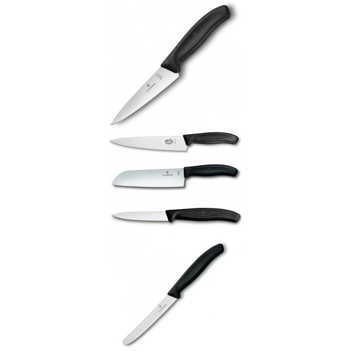 Set 5 Cutite, Victorinox, Clasice, Negru/Argintiu