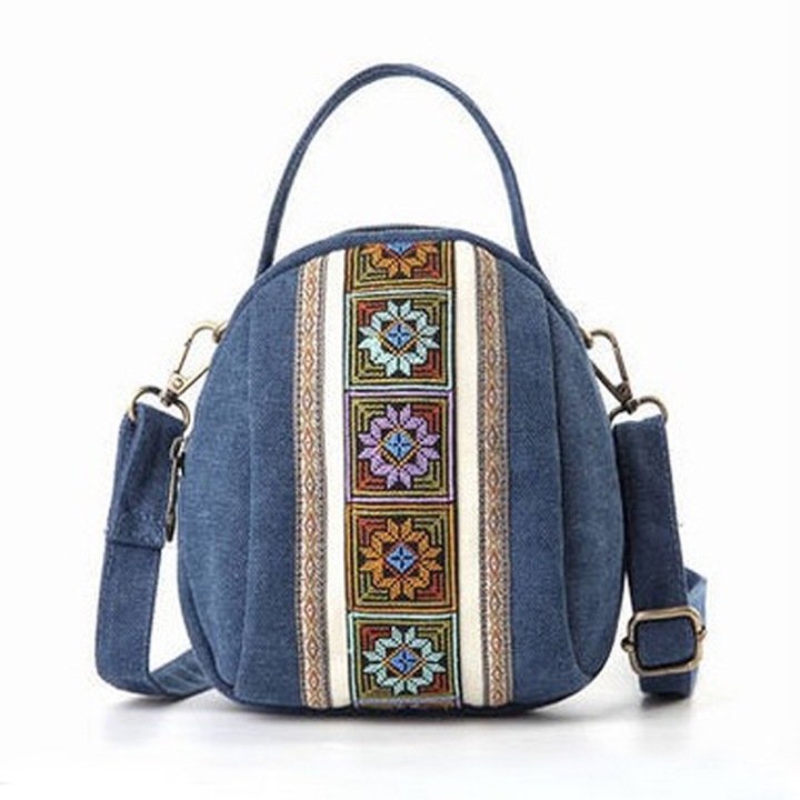 QttvbTna чанта, класически ретро стил, преградна, платнена, многоцветна