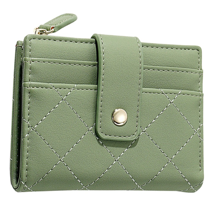 Дамски портфейл, AMRINUGL, Екологична кожа, 11,5 х 9 х 2 см, Зелен