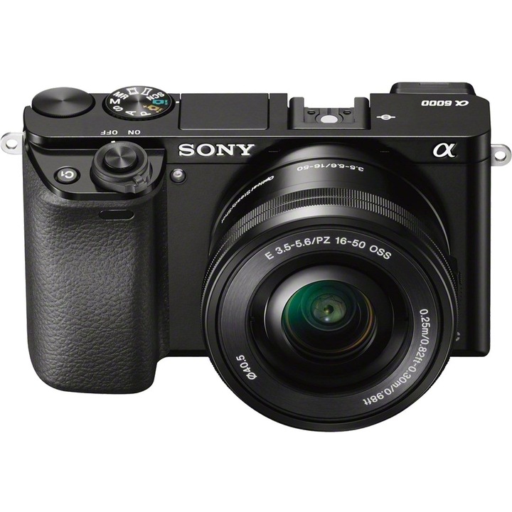 Фотоапарат Mirrorless Sony Alpha α6000, 24.3MP, Черен + Обектив 16 - 50 мм