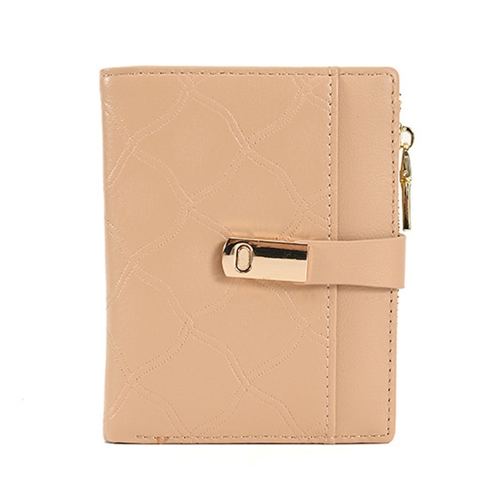 Portofel dama, AMRINUGL Piele lacuita, 12 x 10 x 2 cm, Bej