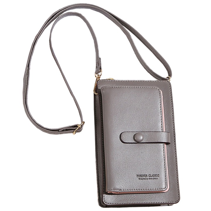 Telefonos válltáska QttvbTna, ökológiai bőr/poliészter, barna, 19x4,5x11,5 cm