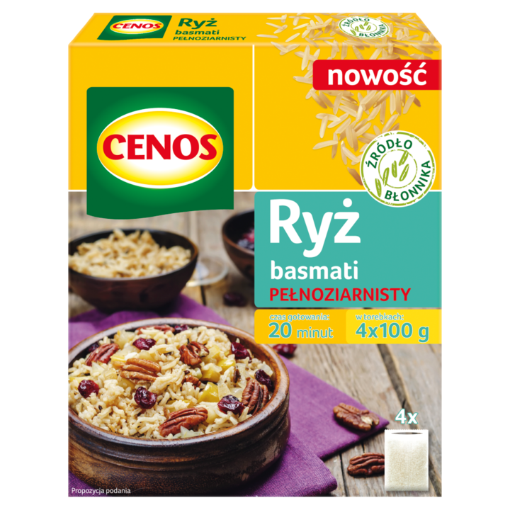 Orez Basmati integral, CENOS, 4 X 100 G