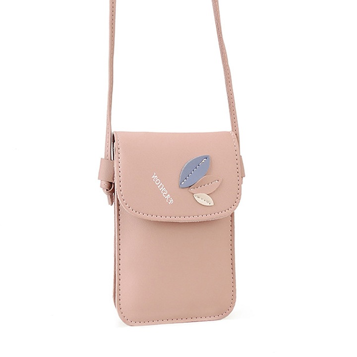 QttvbTna női crossbody táska, poliuretán, kicsi, rózsaszín