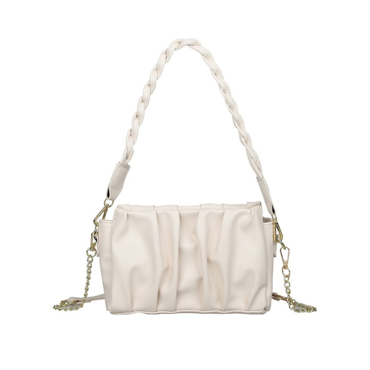 Női válltáska, nagy kapacitású, fehér, szett