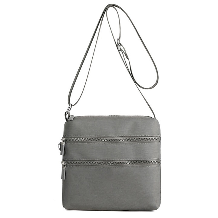 Kis crossbody táska, Jormftte, nylon, vízálló, szürke, állítható pánttal