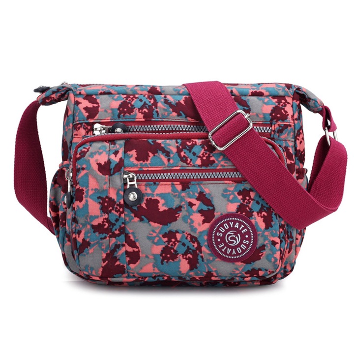 Női crossbody táska, vízálló, többrekeszes, sokszínű