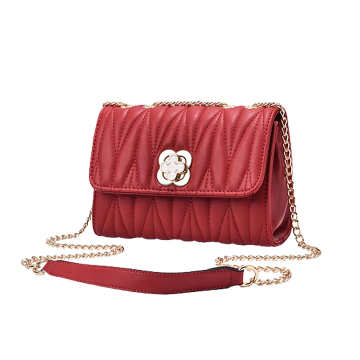 QttvbTna crossbody táska, bőr, egyszerű kivitel, piros