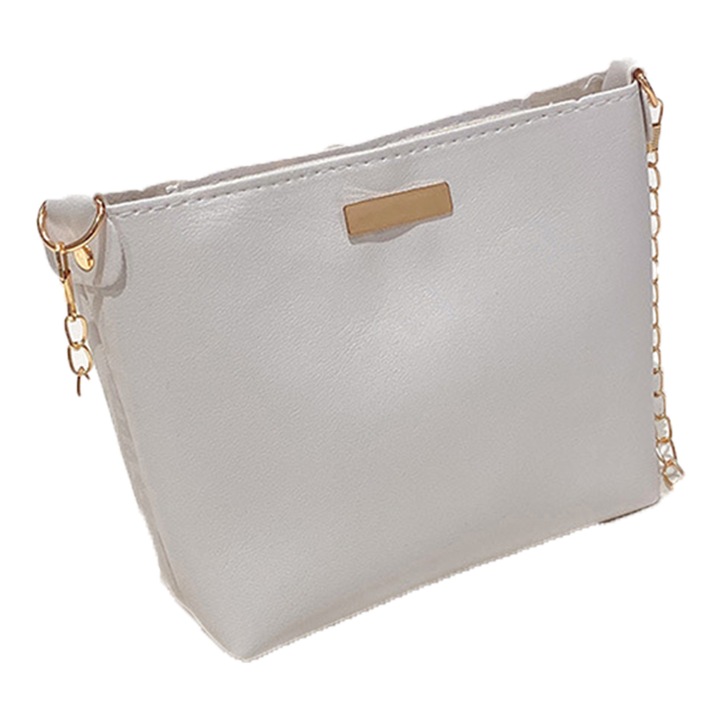 Női táska, crossbody, texturált, fehér, ökológiai bőr