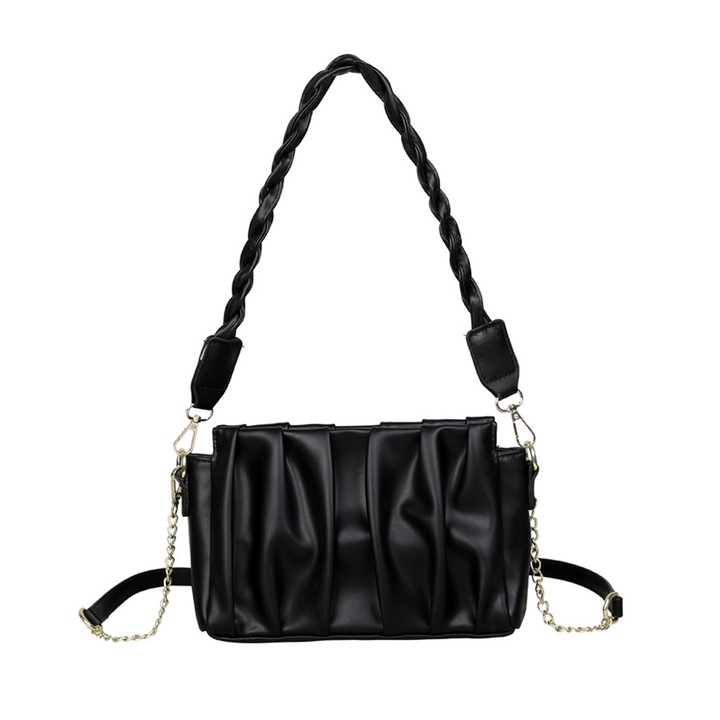 Női válltáska, nagy kapacitású, fekete