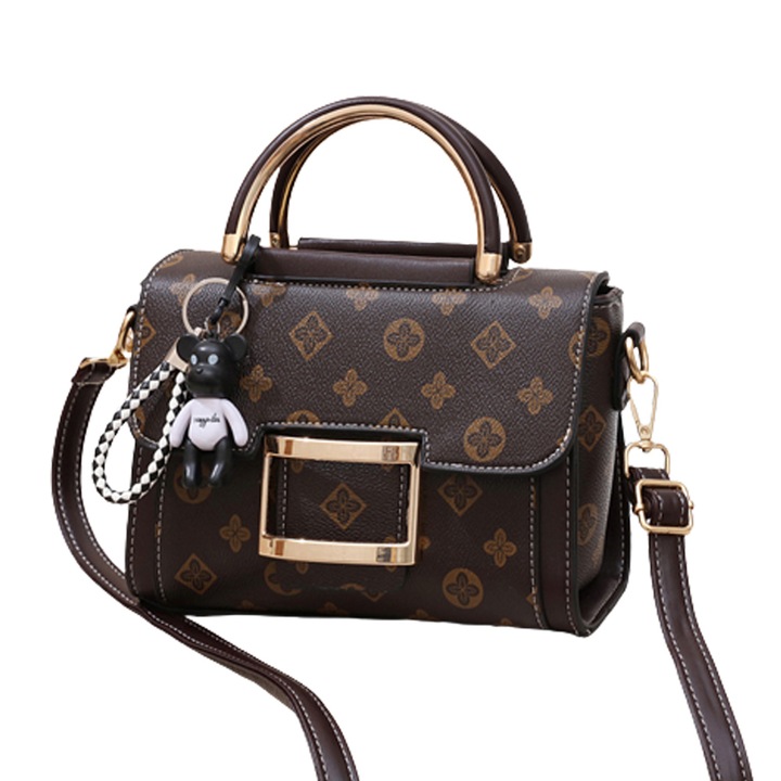 Geanta crossbody dama, compartimentata, ajustabila, maro