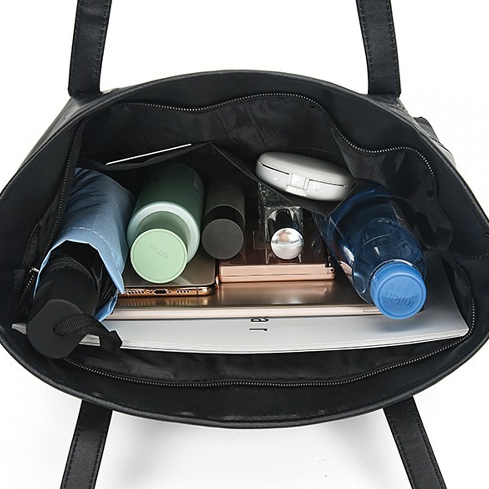 Geanta tote din piele PU, neagra, 26x35x12cm, pentru laptop, utilizare zilnica