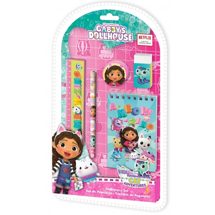 Set de scris din 5 piese Gaabby's Dollhouse, Kids Euroswan, Multicolor