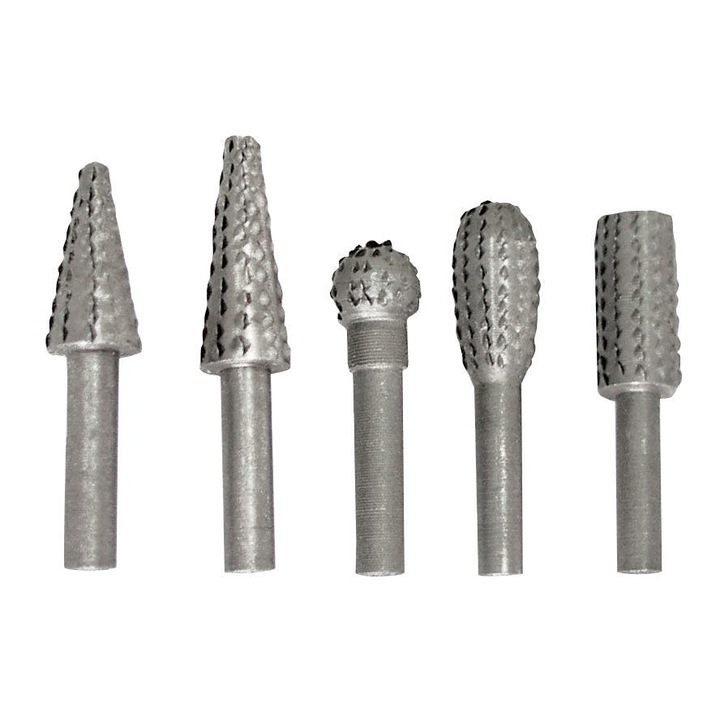 Комплект от 5 накрайника за дърворезба, метал, 6 мм, сребро