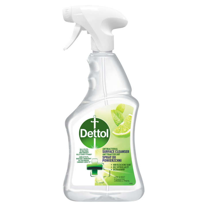 Spray antibacterian pentru suprafete, Dettol, Lime & Mint, 500 ml
