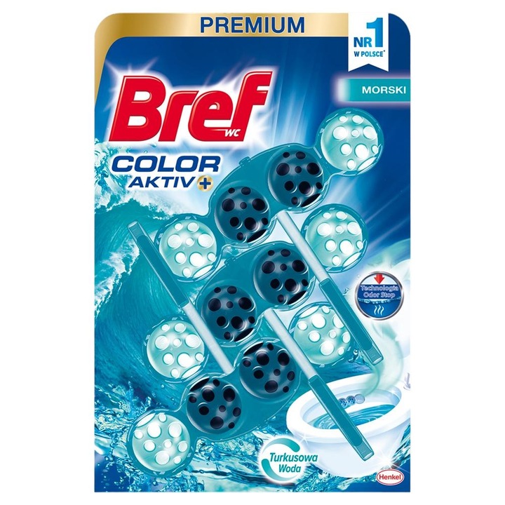 Set 3 ordorizante pentru spalat si parfumat vase de toaleta, Bref, 50 g, Turcoaz