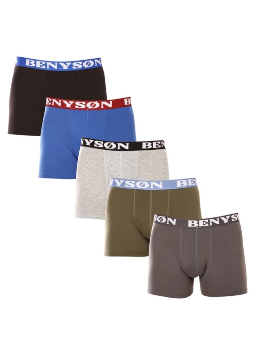 Set 5 perechi boxeri barbati 4002, Benyson, Bumbac, Multicolor