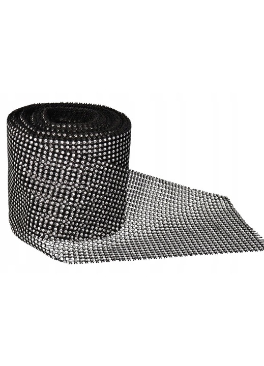 Banda decorativa, 9.1 m/12 cm, Negru/Argintiu