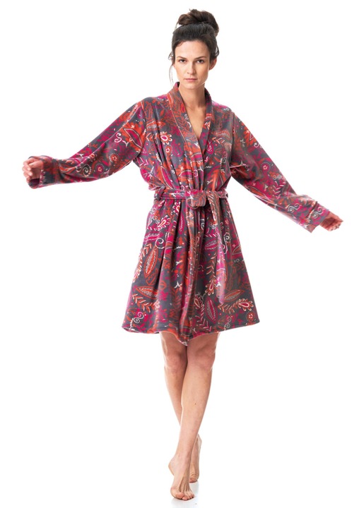 Halat de baie pentru dama, Key, Poliester, Multicolor, Multicolor, S