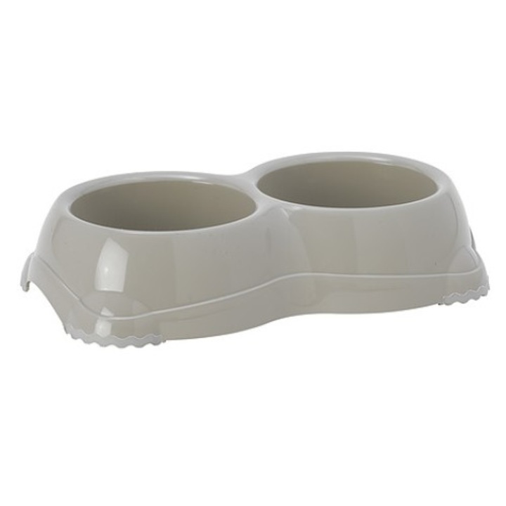 Yarro Smarty dupla tál, csúszásmentes, műanyag, 26x14,5x5,5cm, 2x0,33L