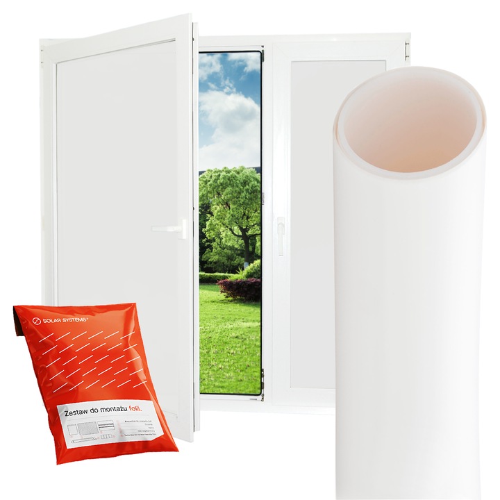 Folie Mata Autoadeziva pentru Ferestre Solar Systems, 140 x 50 cm, Alb Mat