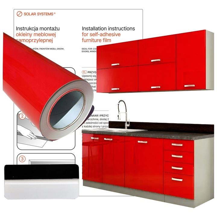 Folie Autocolanta pentru Mobila Solar Systems, Rosu Mat, 122 x 100 cm