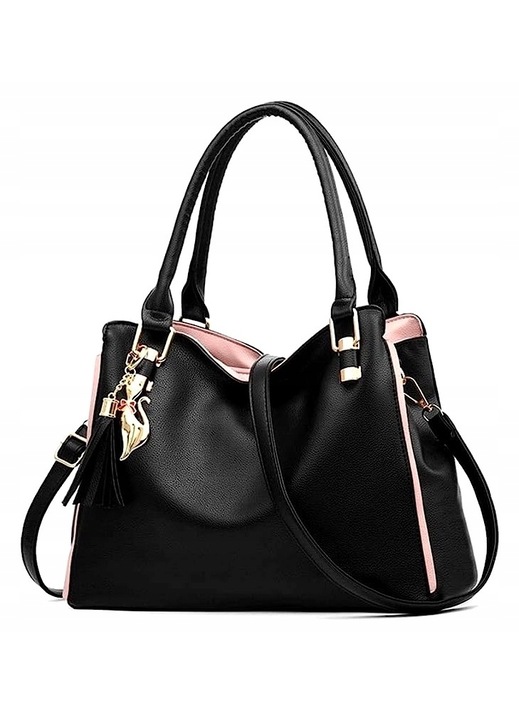 Geanta dama, Edibazzar, Piele ecologica, Negru