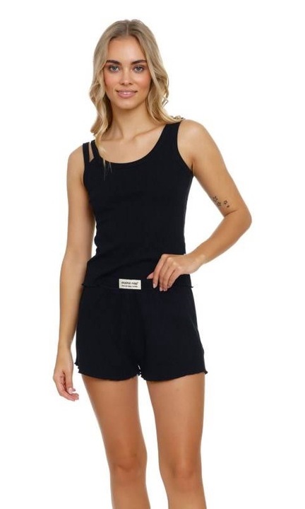 Pijama dama Doctor Nap, Bumbac, Negru, Negru