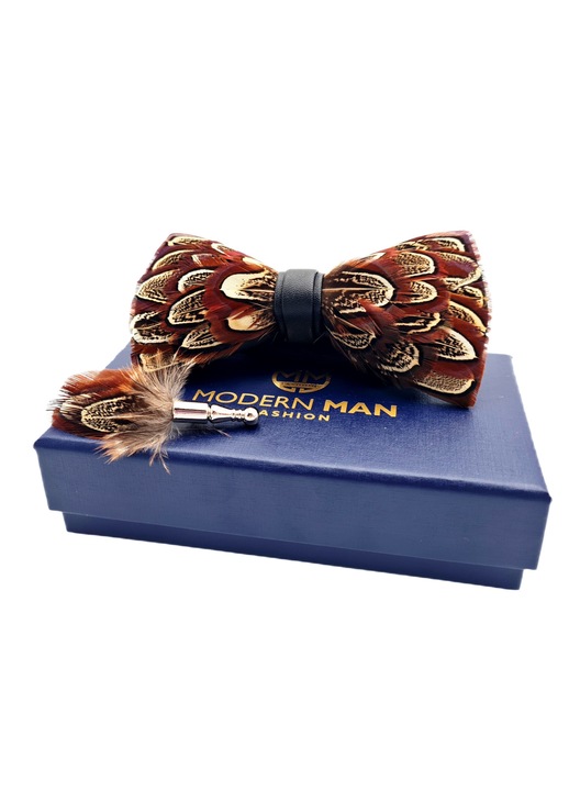 Мъжка папионка, Modern Man, многоцветна, паунови пера