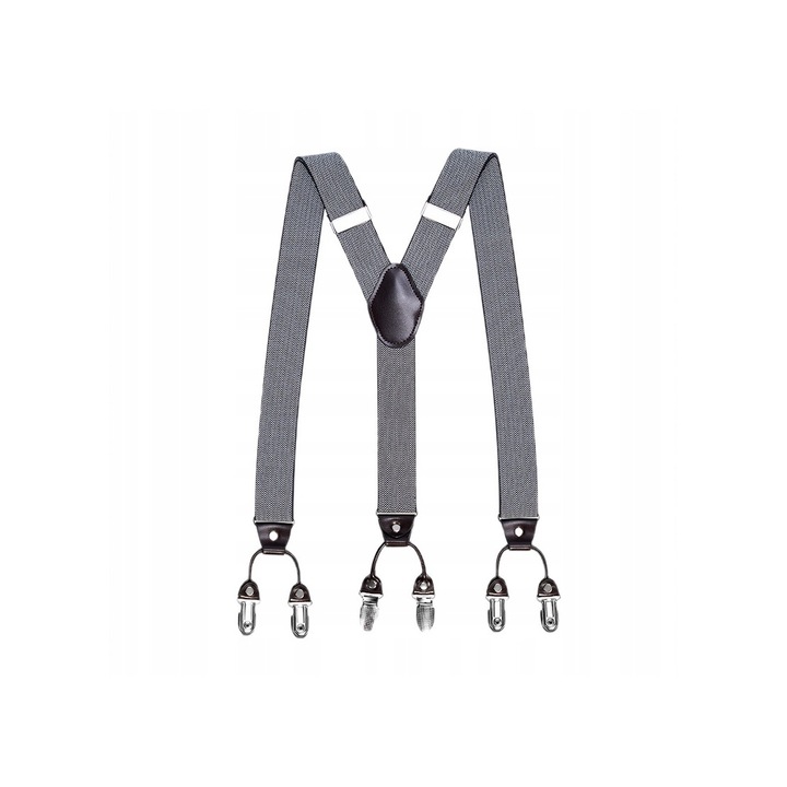 Bretele barbati, MODERN MAN, gri, 3.5 cm latime, 120 cm lungime, set elegant