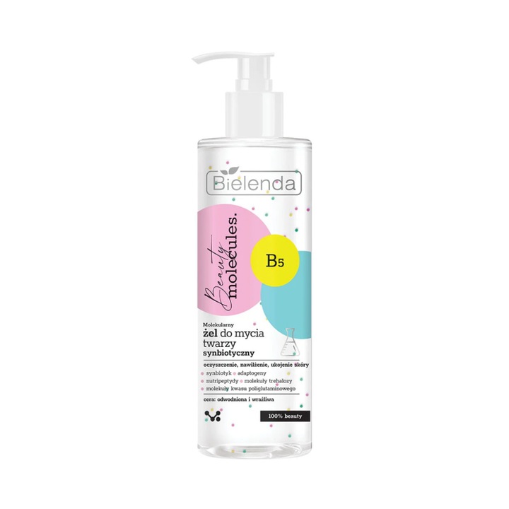 Gel de curatare faciala, Bielenda, Molecule de frumusete, 195 g, Pentru ten deshidratat si sensibil, Cu vitamine si minerale