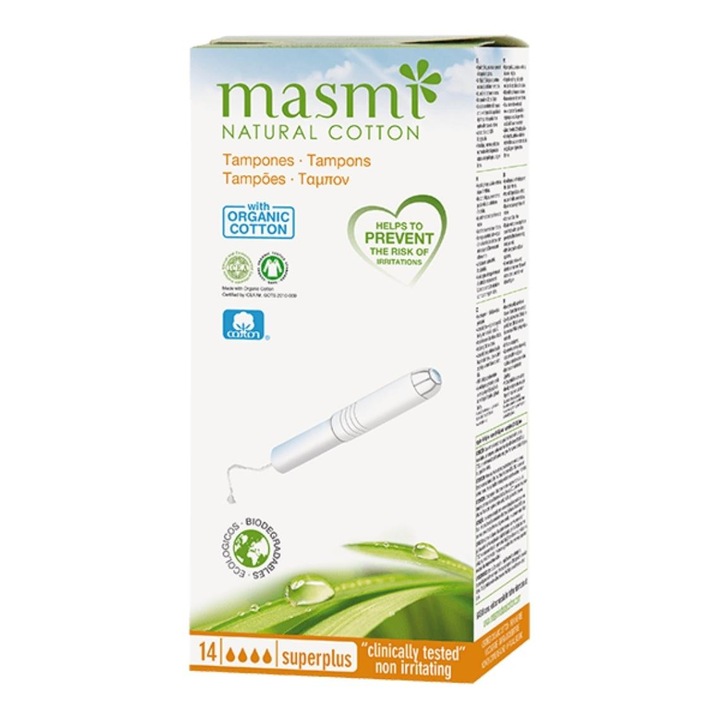 Set 14 tampoane cu aplicator, Masmi, Bumbac, Alb