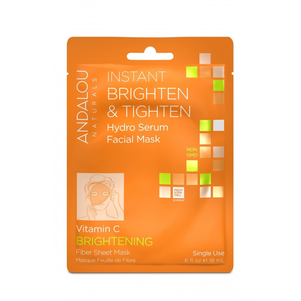 Masca celulozica pentru luminozitate Secom Andalou Naturals Instant Brighten & Tighten 18 ml