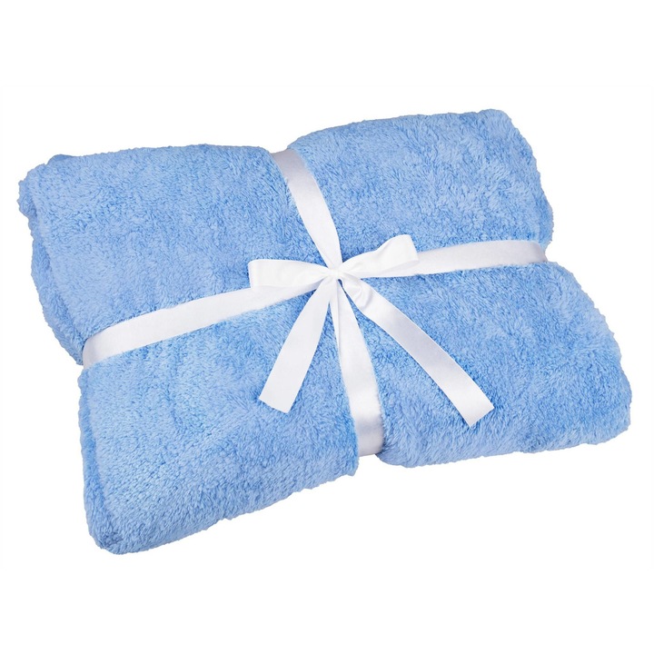 Универсално меко одеяло Dkaren, Полиестер, 180 x 240 см, Светло синьо