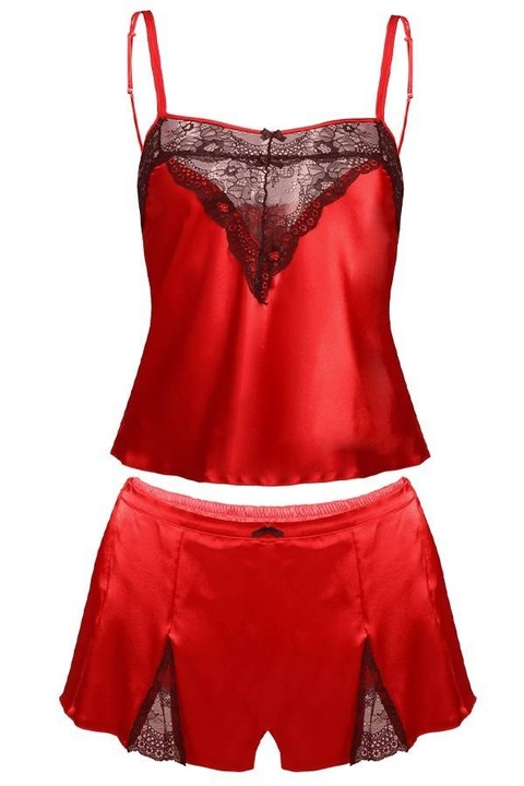 Pijama dama, Dkaren, Satin, Rosu, L