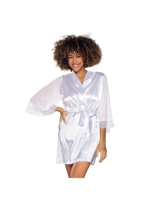 Halat dama, Dkaren, Satin, Alb, XL