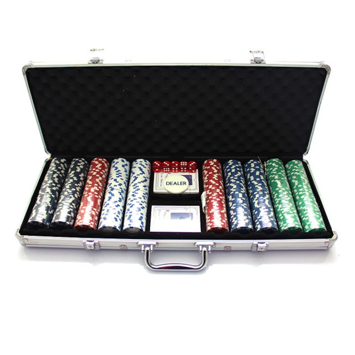 Алуминиево куфарче с 500 покер чипа, без номинали, 11.5 гр.