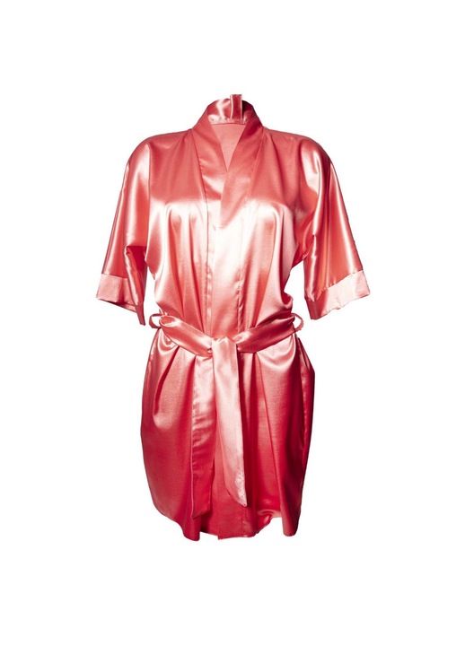 Halat scurt pentru femei, Dkaren, Satin, Coral, Coral, S