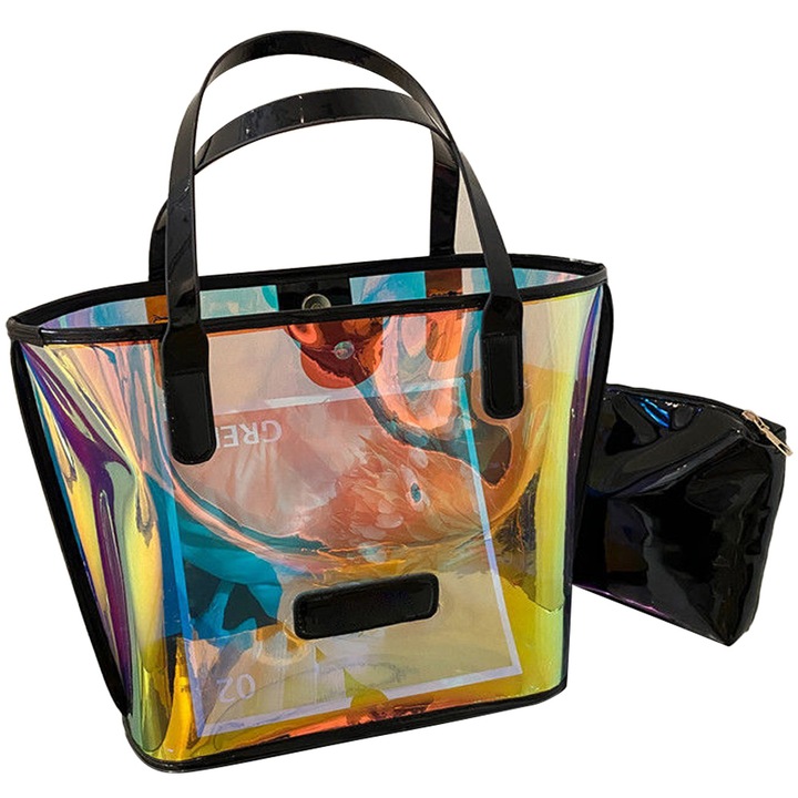 Чанта, QttvbTna, прозрачна с b, удобна презрамка, магнитно закопчаване, многоцветна